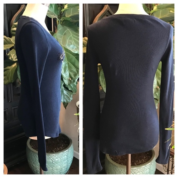 Lucky Brand hand beaded waffle knit thermal top - Picture 7 of 8